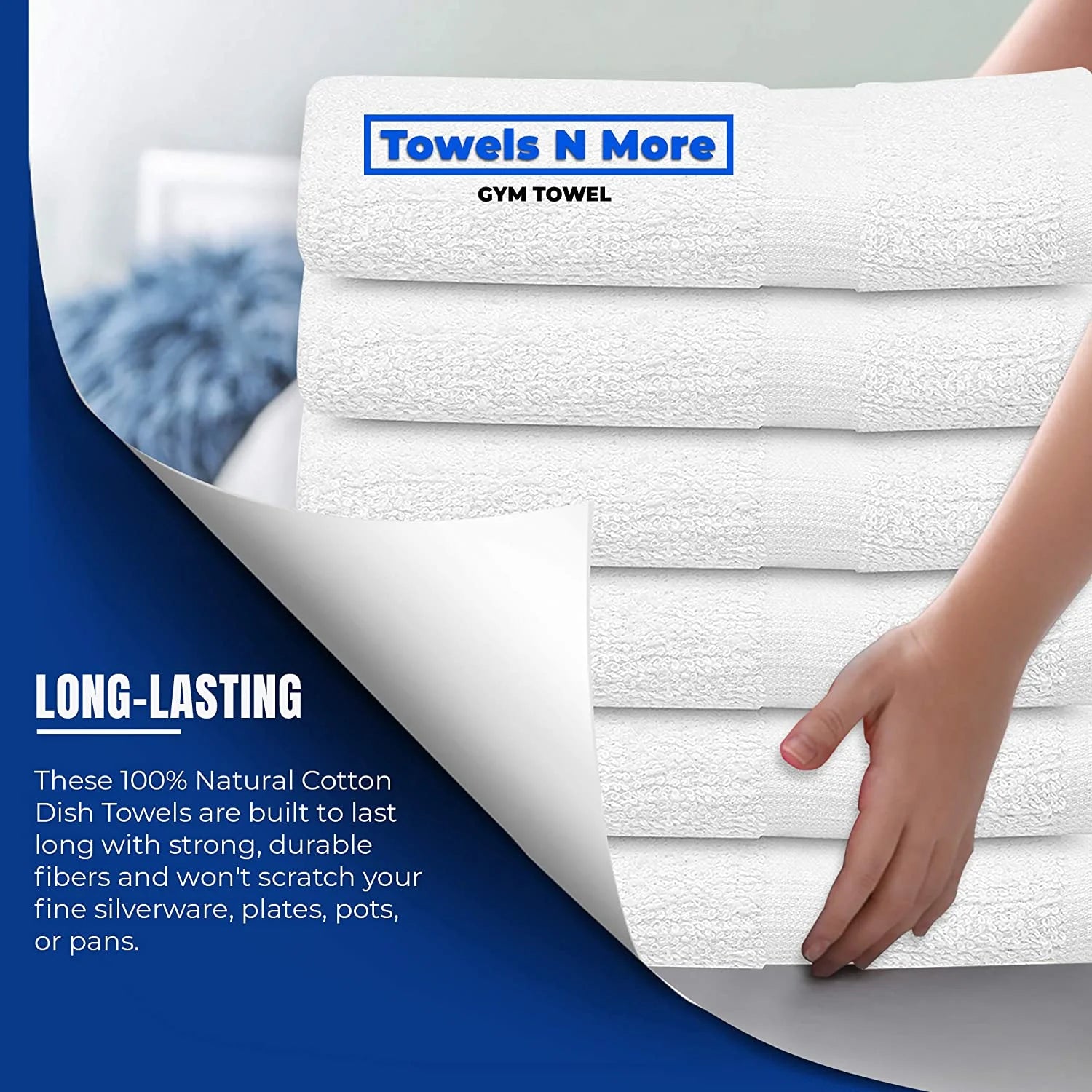 20X40 Gym Towel Set, Lightweight Quick Drying Bath Towel - White, 6 Pcs