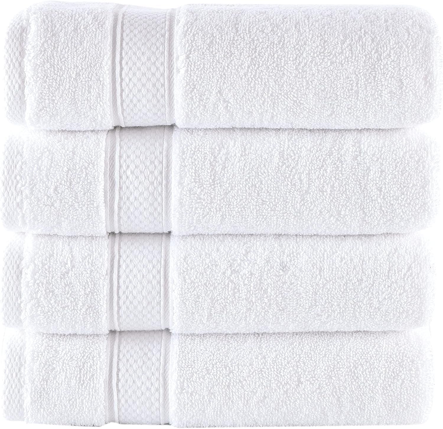 - Hotel Quality Turkish Towel Set for Bathroom (4 Pcs Hand Towel Set, Pure White)