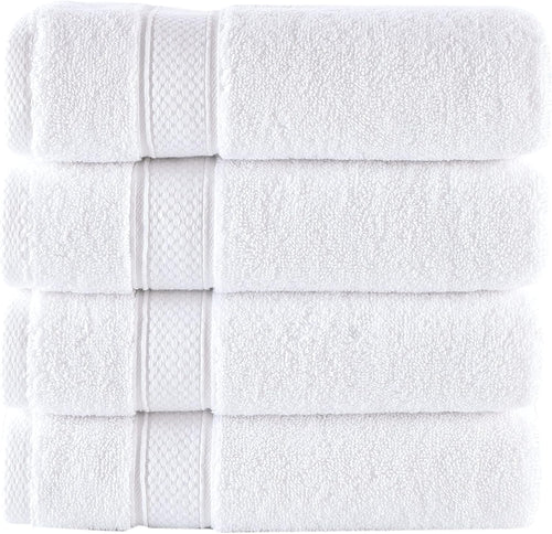- Hotel Quality Turkish Towel Set for Bathroom (4 Pcs Hand Towel Set, Pure White)
