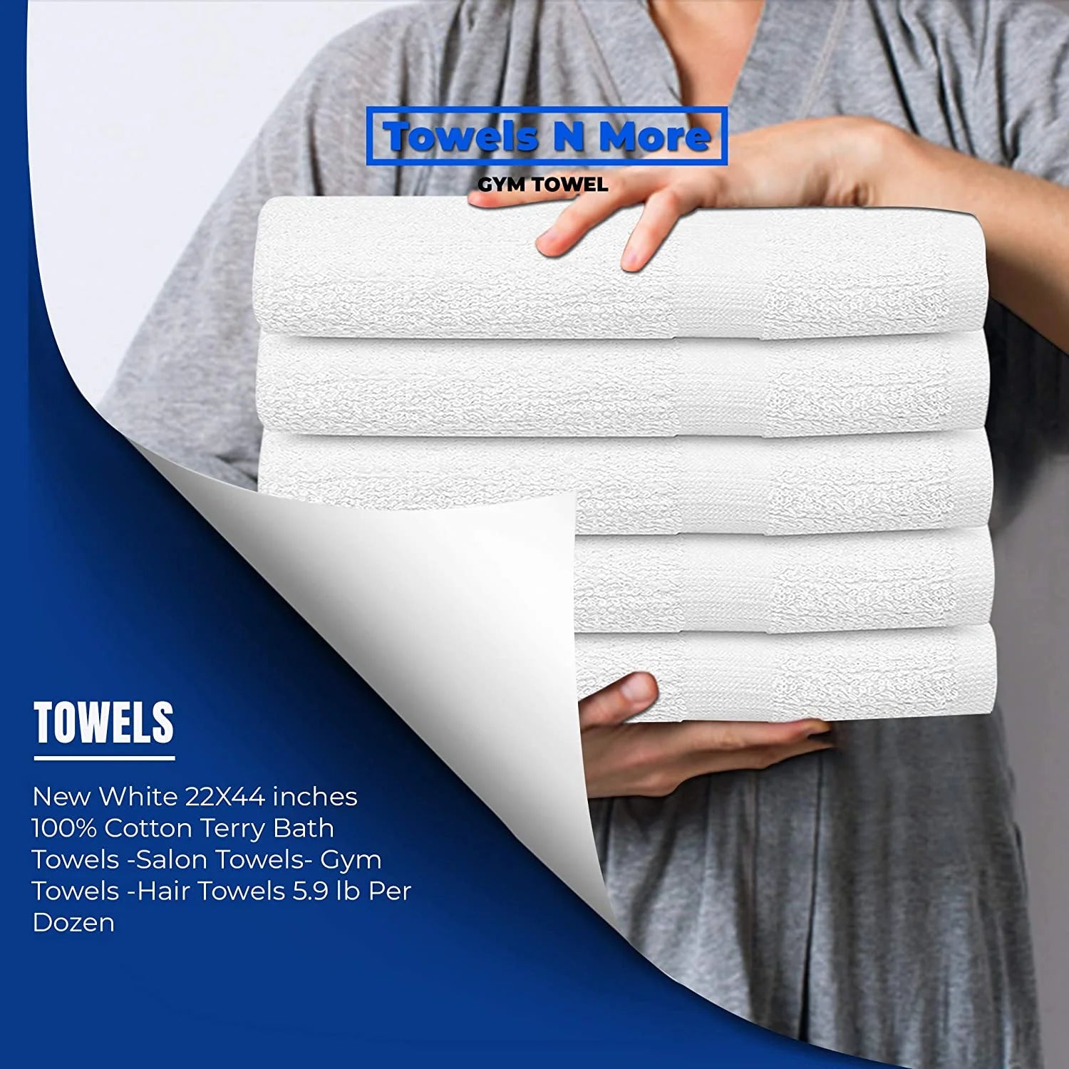 20X40 Gym Towel Set, Lightweight Quick Drying Bath Towel - White, 6 Pcs