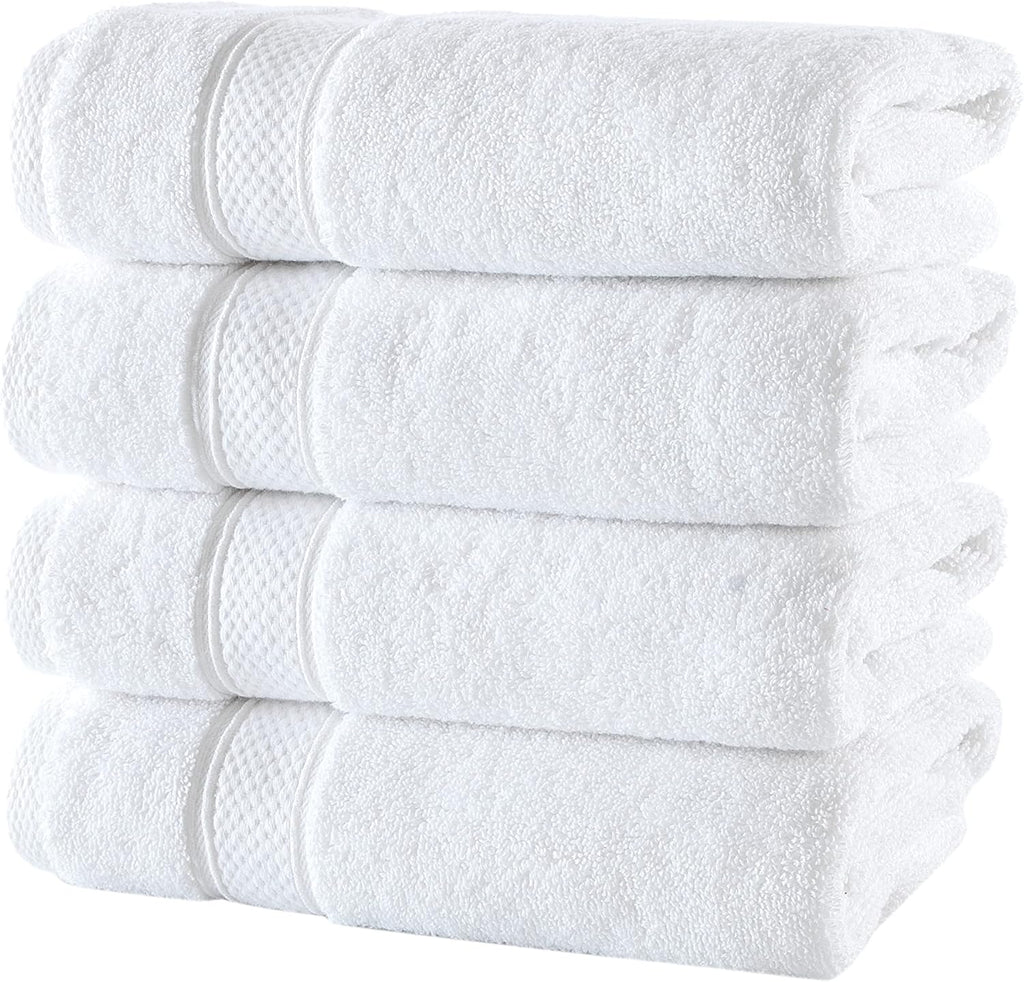 - Hotel Quality Turkish Towel Set for Bathroom (4 Pcs Hand Towel Set, Pure White)