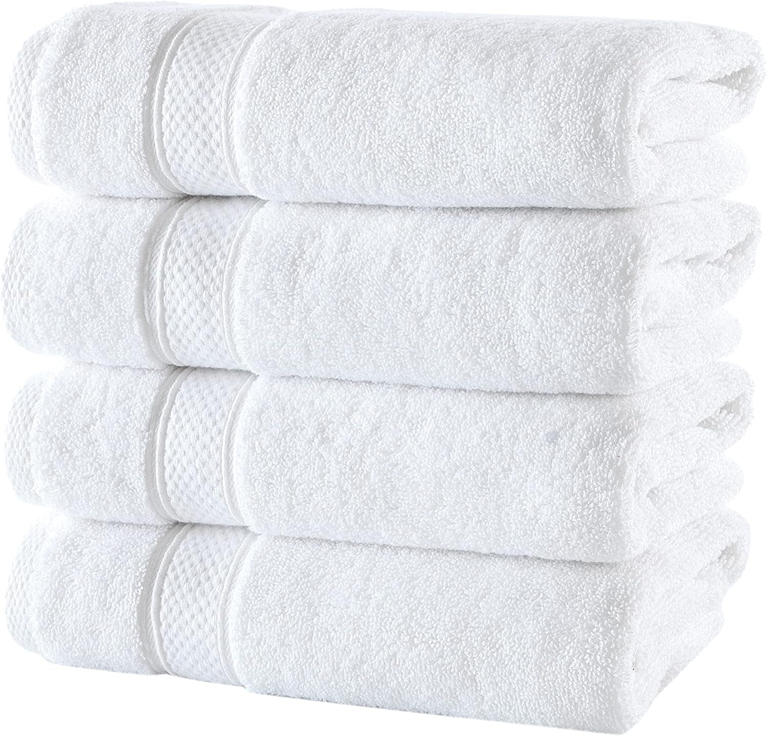 - Hotel Quality Turkish Towel Set for Bathroom (4 Pcs Hand Towel Set, Pure White)