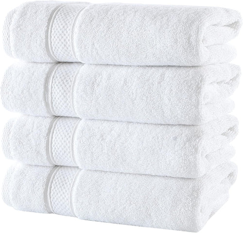- Hotel Quality Turkish Towel Set for Bathroom (4 Pcs Hand Towel Set, Pure White)