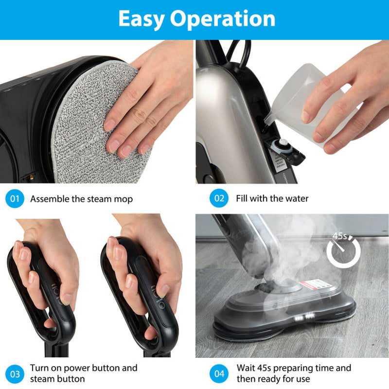 1100W Handheld Detachable Multipurpose Steam Cleaner with LED Headlights