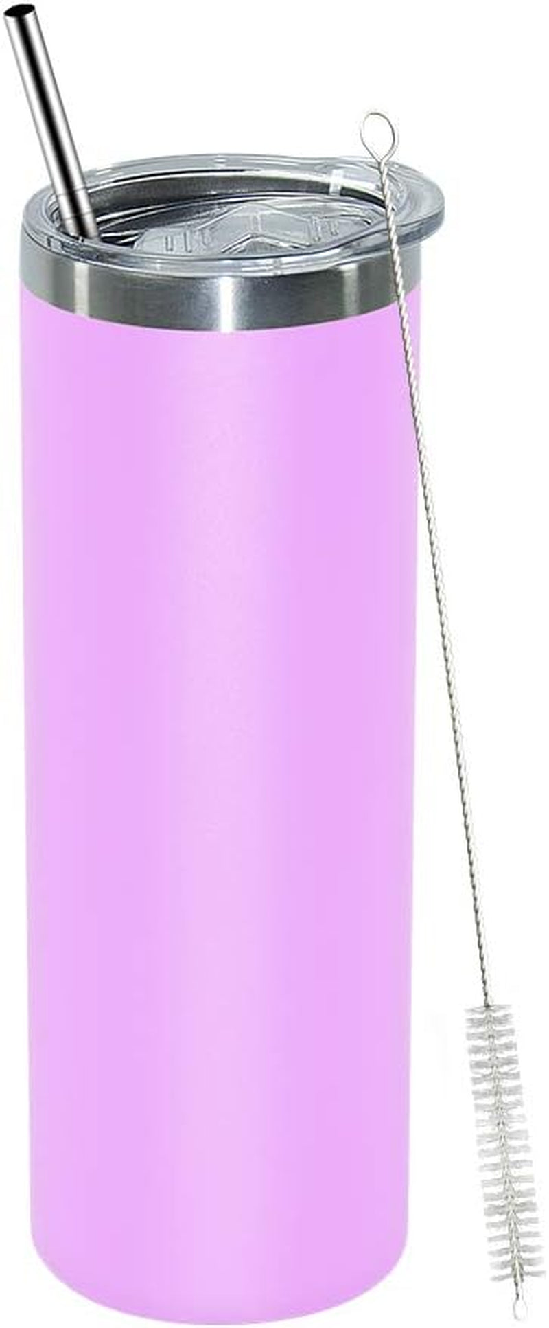20 Oz Skinny Insulated Tumbler, Stainless Steel Travel Tumbler Cup with Spillproof Lid and Metal Straw, Vacuum Double Wall Matte Pastel Coffee Tumbler for Drinks, Teas, Beverages